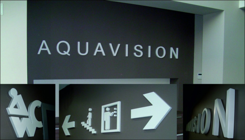 Обемни надписи и елементи изработени от MDF за фирма AQUAVISION град Стара Загора